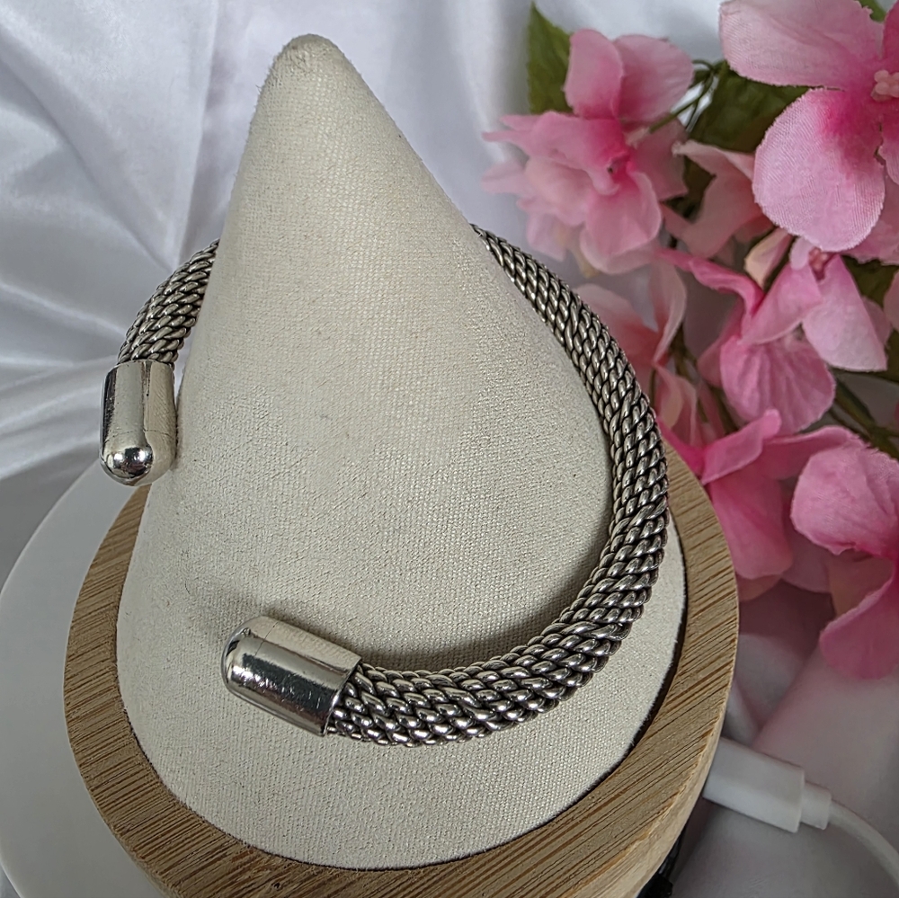 Vintage Sterling Silver Mesh Cuff Bracelet 37 Grams!